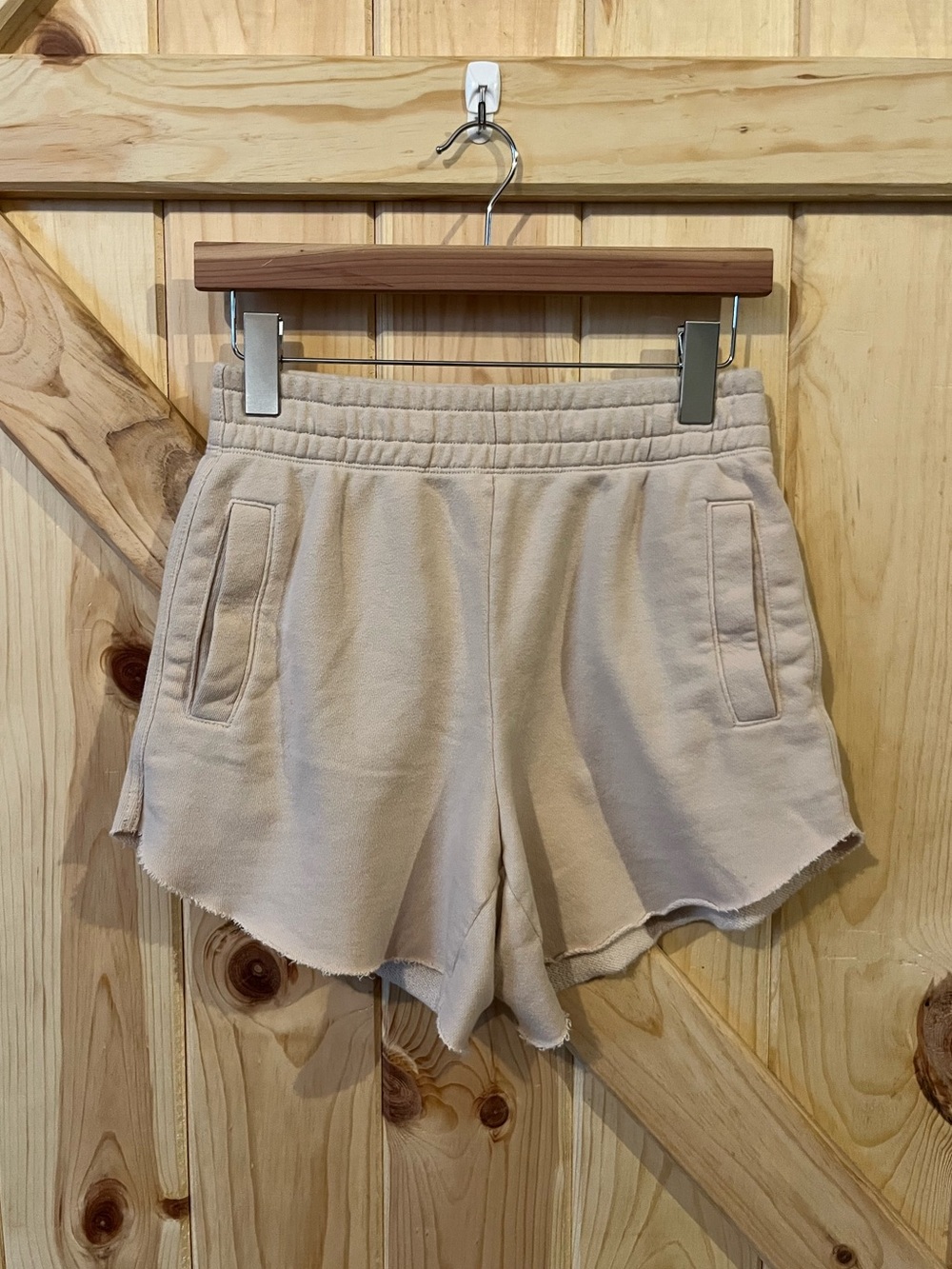 Aerie Oatmeal Lounge Shorts Terry Cloth Pockets Stretchy Waistband